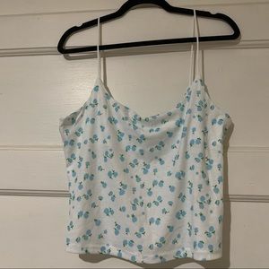 Ditsy Floral Print White and Blue Cami Tank NWOT